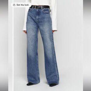 Cream- Cary High Rise Slouchy Wide Leg Long Jeans
